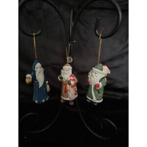 vintage Old world style Snta, bisque Porcelain, set of 3 christmas ornaments